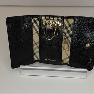 Burberry Blue Leather Key Holder